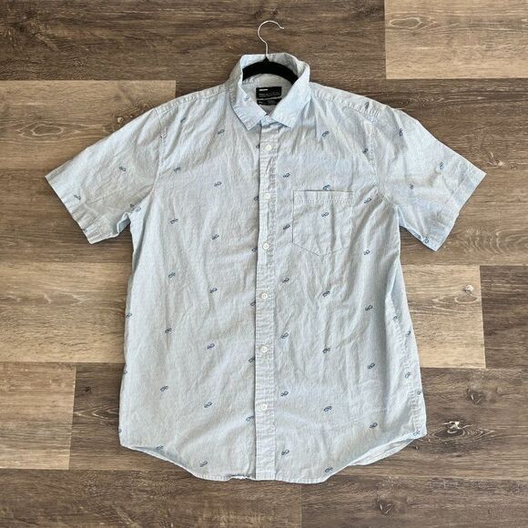 PublicOpinion Men's Blue Sunglasses Print Button Down Shirt Size Large - Picture 1 of 16